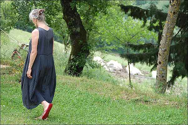 Women practicing Walking Meditation during a Silent Retreat